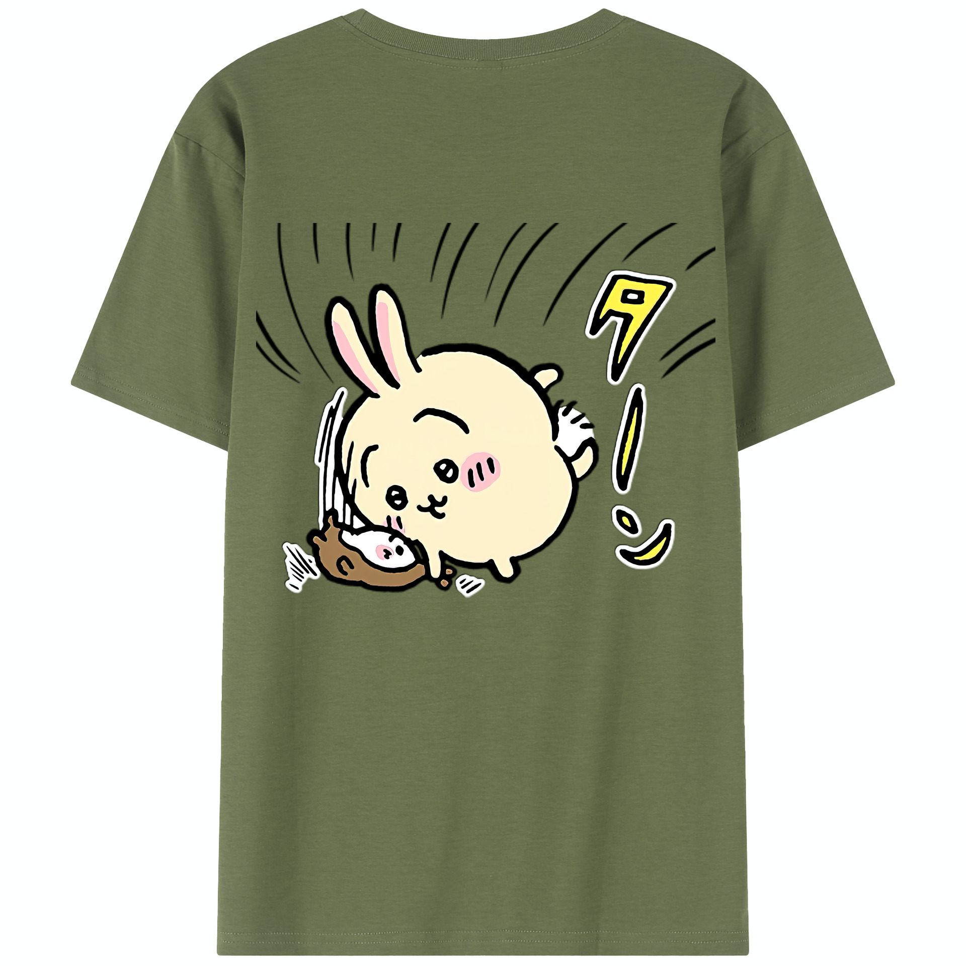 （画像用） ちいかわ うさぎ Chii-kawa usagi 綿100％半袖Tシャツ（背面プリント）